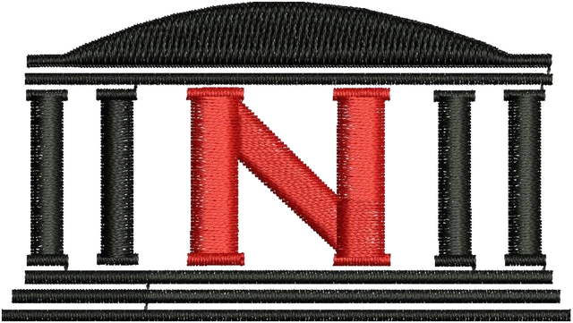 Ricamo Disegno da ricamo Nebraska Cornhuskers stadio con N rossa su tessuto