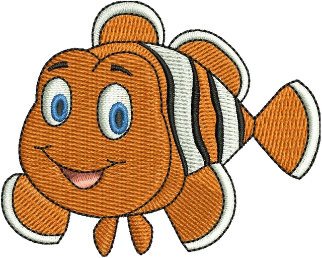 Stickdatei Nemo Fish Stickdatei auf Stoff gestickt