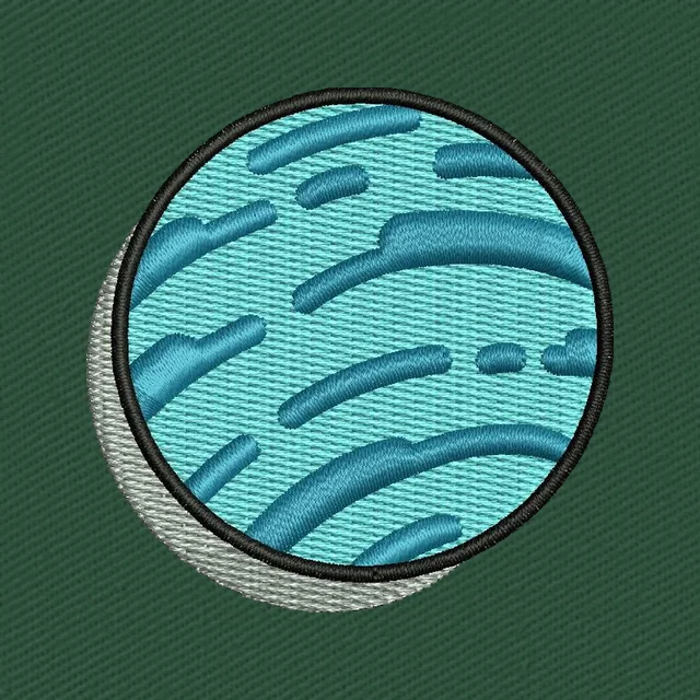 Motif de broderie planète Neptune bleue à bandes