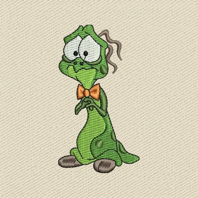 Diseño de bordado Nerdluck Bang personaje verde de Space Jam