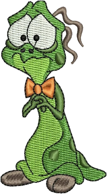 Diseño de bordado Diseño de bordado Nerdluck Bang personaje verde de Space Jam sobre tela