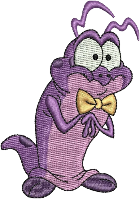 Nerdluck Bupkus Purple Space Jam Character embroidery design shown stitched on fabric
