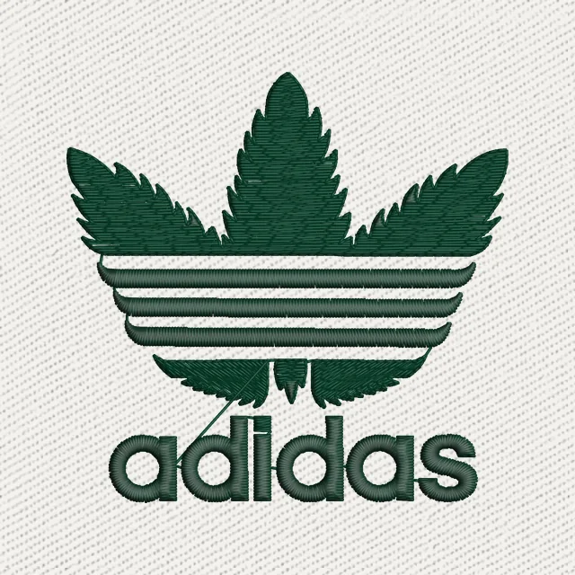 Logotipo Adidas con hoja de cannabis para bordado