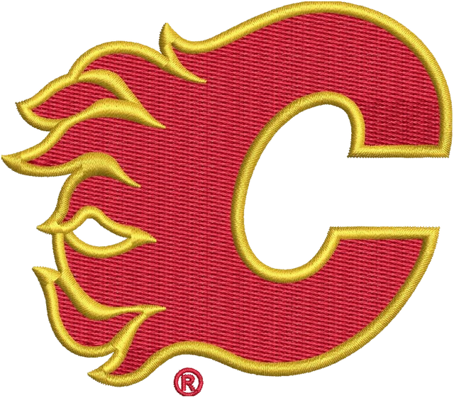 Stickdatei New Calgary Flames Logo Stickdatei auf Stoff gestickt