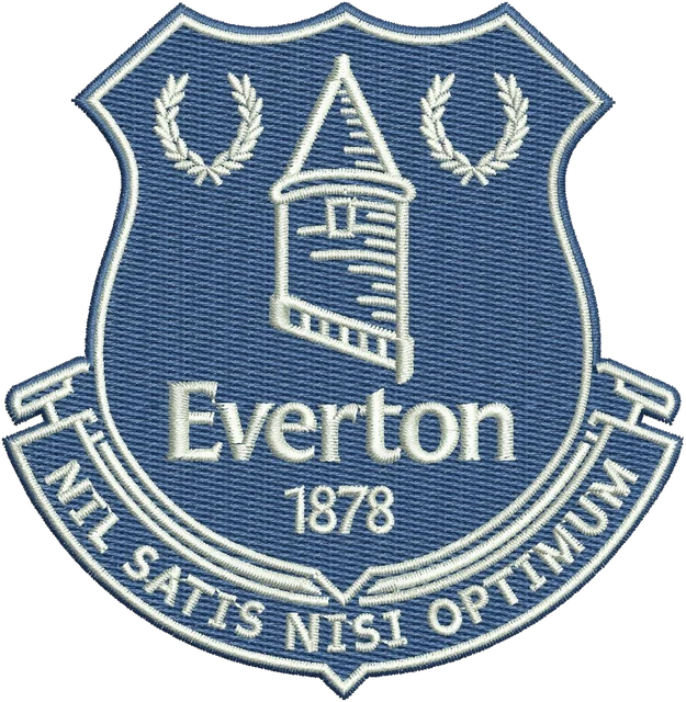 Diseño de bordado Everton Football Club nuevo logotipo sobre tela