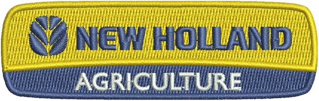 New Holland Logo Embroidery Design embroidery design shown stitched on fabric