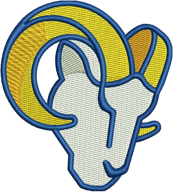 New Los Angeles Rams Logo Embroidery Design embroidery design shown stitched on fabric