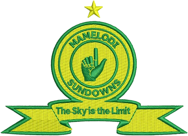 New Mamelodi Sundowns Football Club Logo Embroidery Design embroidery design shown stitched on fabric