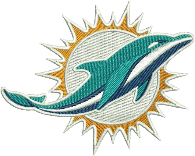 New Miami Dolphins Logo Embroidery Design embroidery design shown stitched on fabric