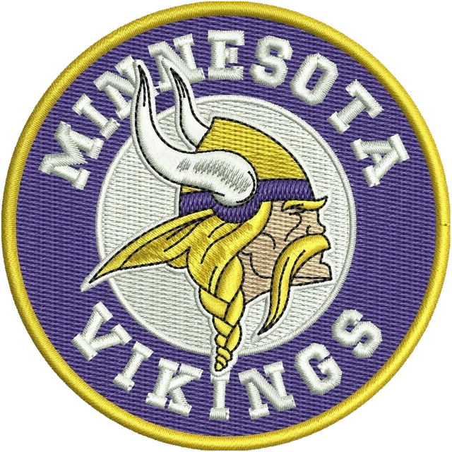 Stickdatei New Minnesota Vikings Logo 3 Stickdatei auf Stoff gestickt
