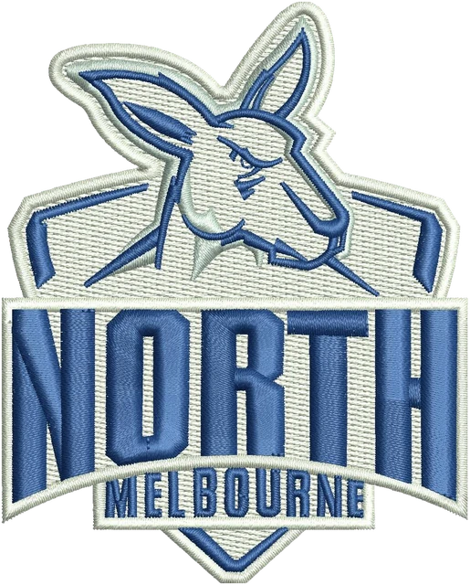 New North Melbourne Football Club Logo Embroidery Design embroidery design shown stitched on fabric