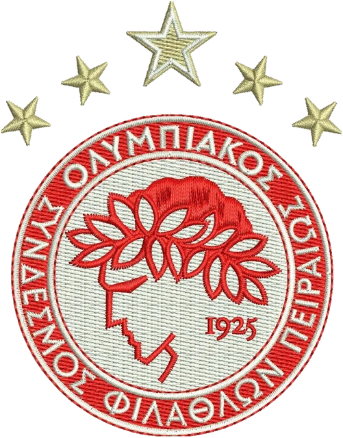 Diseño de bordado Olympiacos FC Escudo con laurel sobre tela
