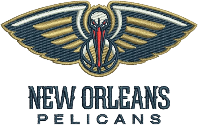 New Orleans Pelicans Basketball Team Logo 2 Embroidery Design embroidery design shown stitched on fabric