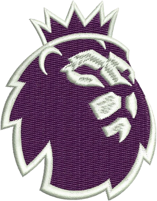 Ricamo Premier League Testa di leone viola su tessuto