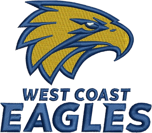 New West Coast Eagles Logo Embroidery Design embroidery design shown stitched on fabric