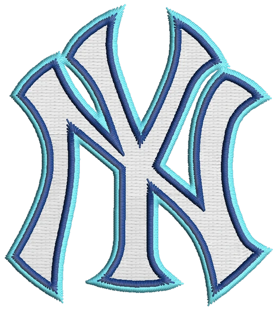 New York Yankess Logo Embroidery Design embroidery design shown stitched on fabric