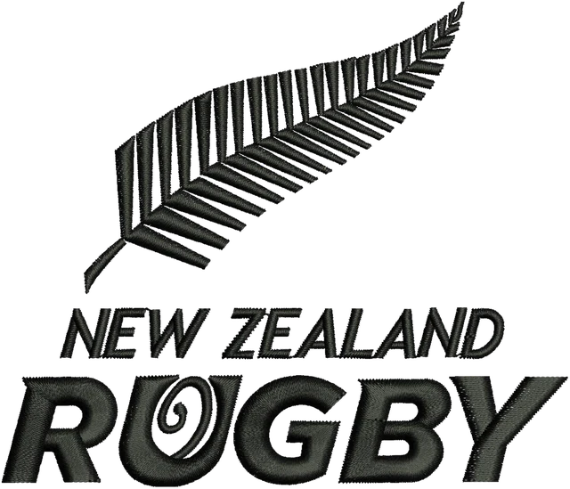 Diseño de bordado New Zealand Rugby Helecho plateado sobre tela