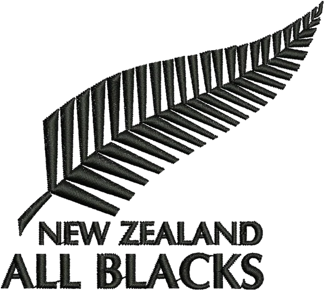 Diseño de bordado New Zealand All Blacks logotipo del equipo de rugby a quince sobre tela
