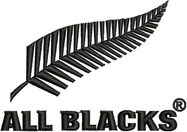 New Zealand Rugby Logo Embroidery Design embroidery design shown stitched on fabric