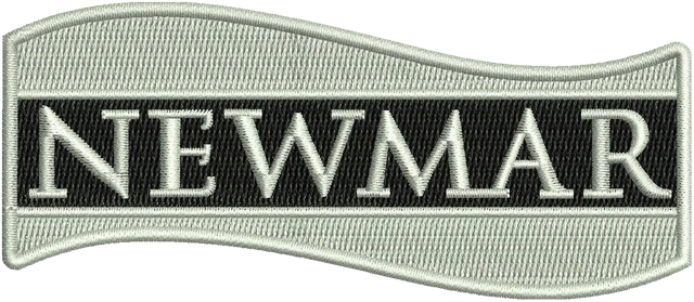 Newmar Logo Embroidery Design embroidery design shown stitched on fabric