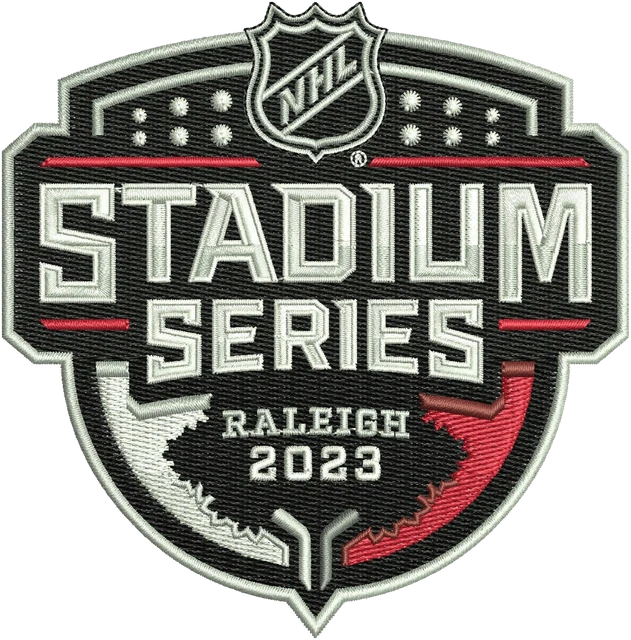 Ricamo Disegno da ricamo stemma NHL Stadium Series Raleigh 2023 su tessuto