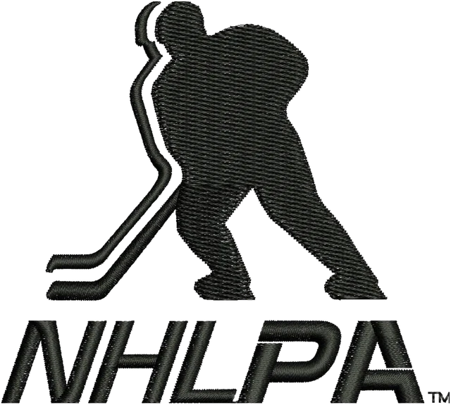 Diseño de bordado Diseño de bordado NHLPA con silueta de jugador sobre tela