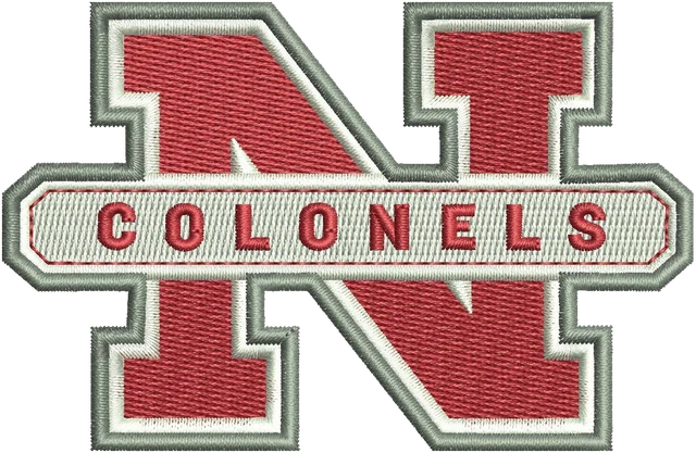 Motif de broderie Motif de broderie Nicholls State Colonels logo N rouge brodé sur tissu