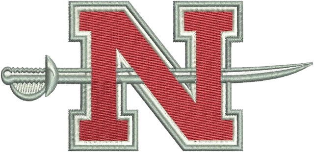 Diseño de bordado Nicholls State Colonels logotipo sobre tela