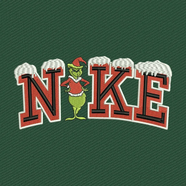 Grinch und rote NIKE-Buchstaben mit Schnee