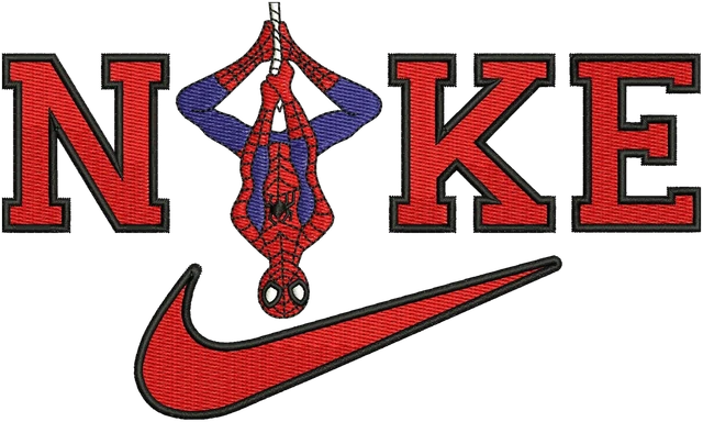 Diseño de bordado Nike Spiderman 2 sobre tela