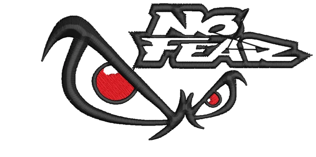 Diseño de bordado No Fear Logotipo sobre tela