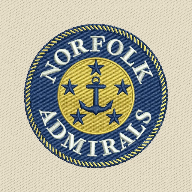 Norfolk Admirals blaues rundes Ankerabzeichen Stickdatei