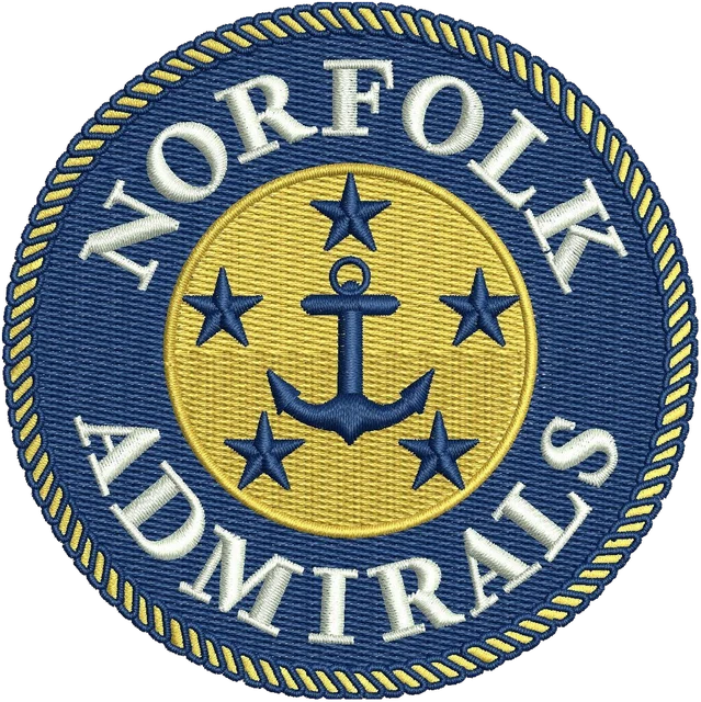 Stickdatei Norfolk Admirals blaues rundes Ankerabzeichen Stickdatei auf Stoff gestickt