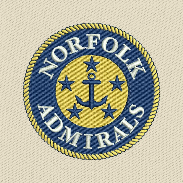 Norfolk Admirals goldenes rundes Ankerlogo Stickdatei