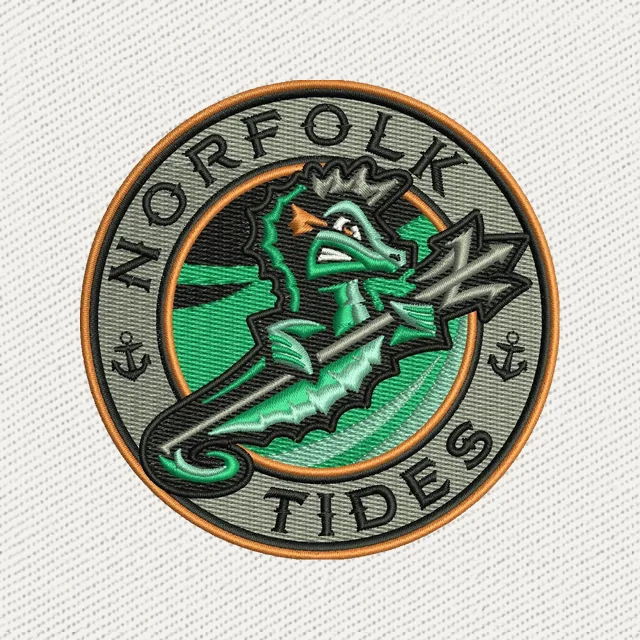 Norfolk Tides rundes Meerjungfrauen-Wappen Stickdatei