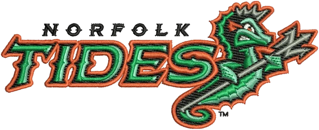 Norfolk Tides Logo Embroidery Design embroidery design shown stitched on fabric