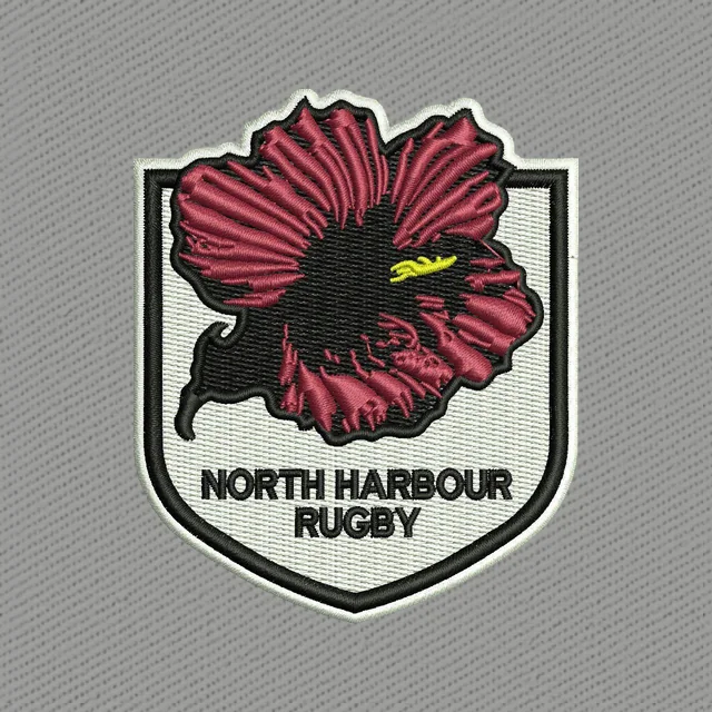 North Harbour Rugby Hibiskus-Schildlogo Stickdatei