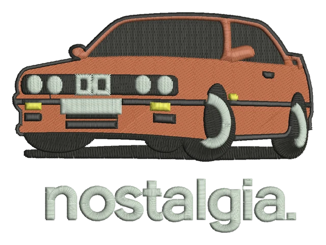 Diseño de bordado Nostalgia coche sobre tela