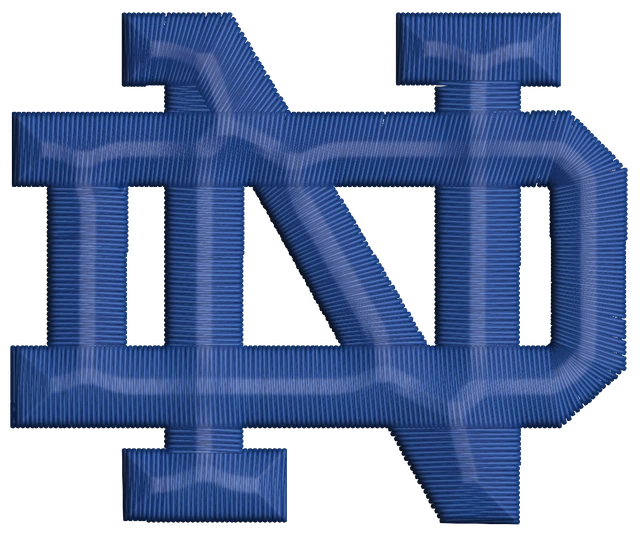 Notre Dame Fighting Irish Football Embroidery Design embroidery design shown stitched on fabric