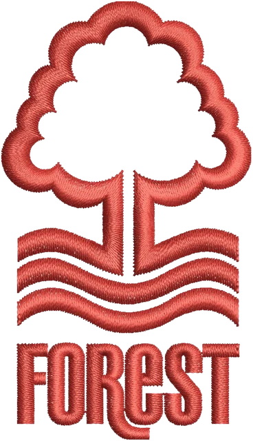 Stickdatei Nottingham Forest Football Club Logo Stickdatei auf Stoff gestickt