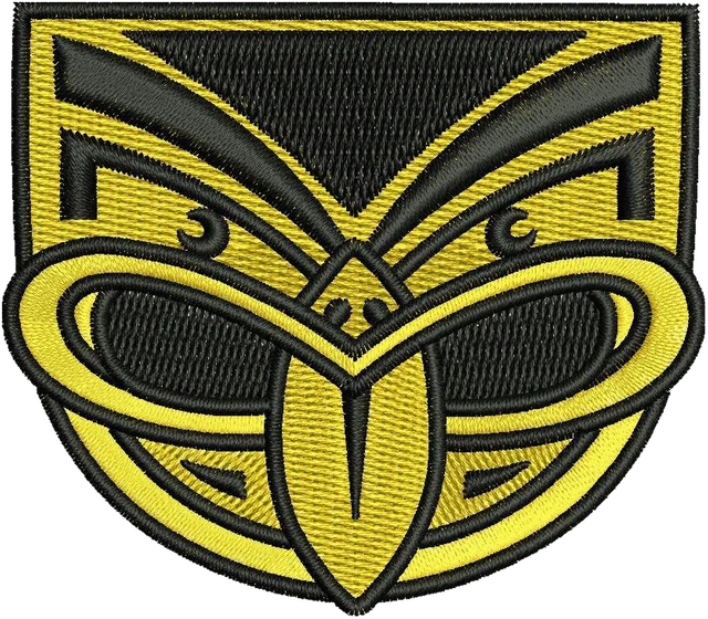 NRL Warriors Black Gold Embroidery Design embroidery design shown stitched on fabric
