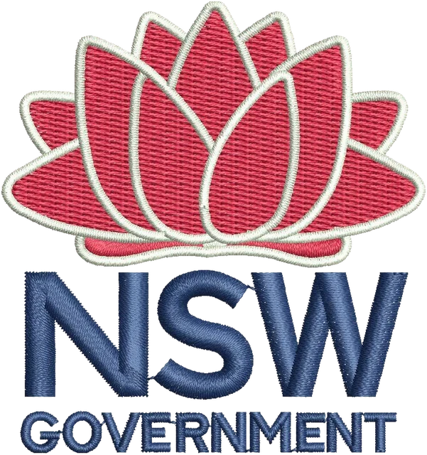 Stickdatei NSW Health Logo 2 Stickdatei auf Stoff gestickt