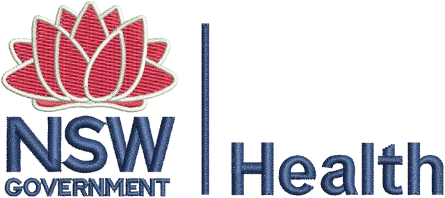 Stickdatei NSW Health Logo 3 Stickdatei auf Stoff gestickt