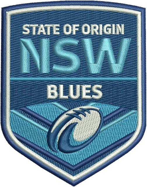 NSW State of Origin Rugby League Logo Embroidery Design embroidery design shown stitched on fabric