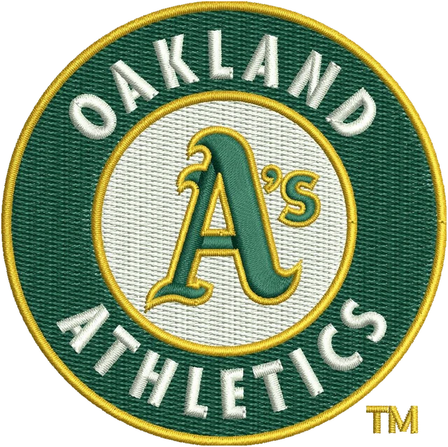 Ricamo Disegno da ricamo Oakland Athletics logo rotondo verde su tessuto