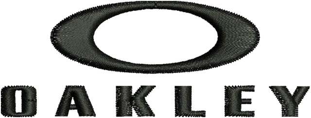 Oakley Logo Embroidery Design embroidery design shown stitched on fabric
