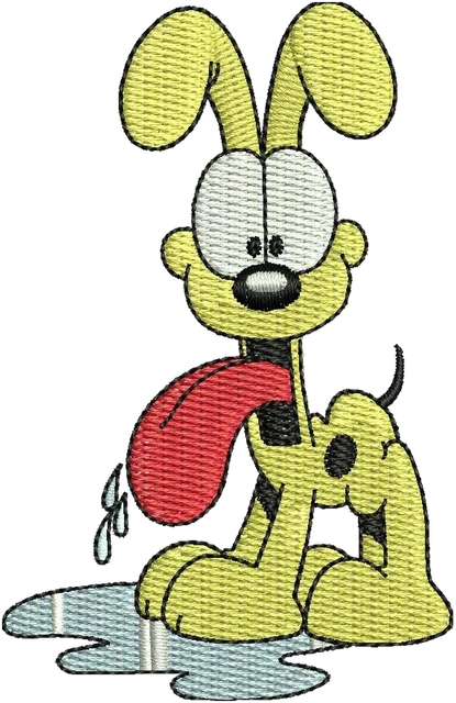 Odie the Garfield Cartoon Embroidery Design embroidery design shown stitched on fabric