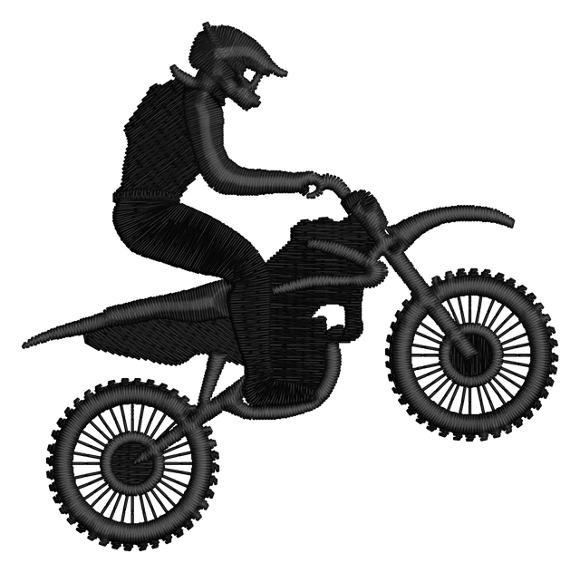 Stickdatei Off Road Motorrad Stickdatei auf Stoff gestickt