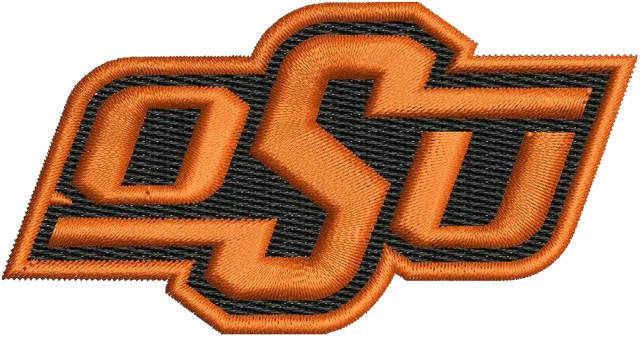 Oklahoma State Cowboys Logo Embroidery Design embroidery design shown stitched on fabric