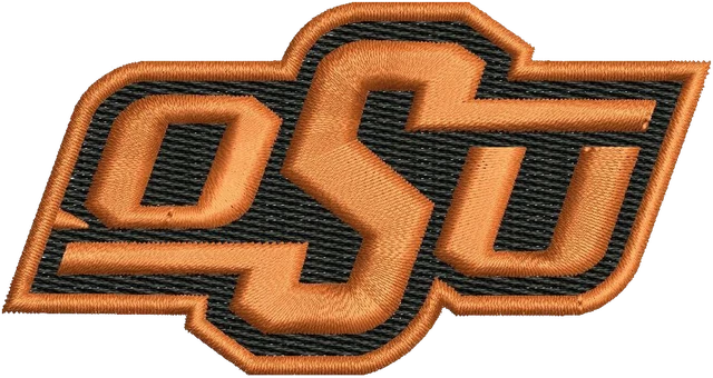 Oklahoma State University OSU Logo Embroidery Design embroidery design shown stitched on fabric